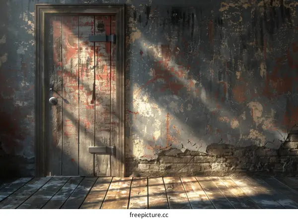 Old Wooden Door in a Rustic Interior