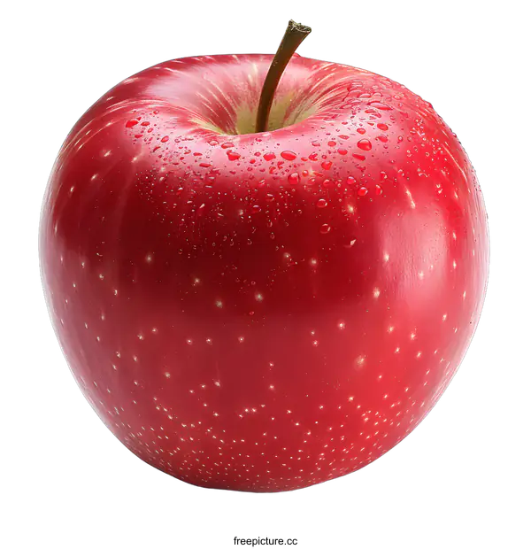 [Transparent Background PNG]A red apple with water drops on a white background