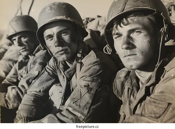 Three American soldiers during the Korean War