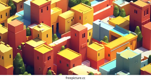 Colorful Geometric Illustration of a City