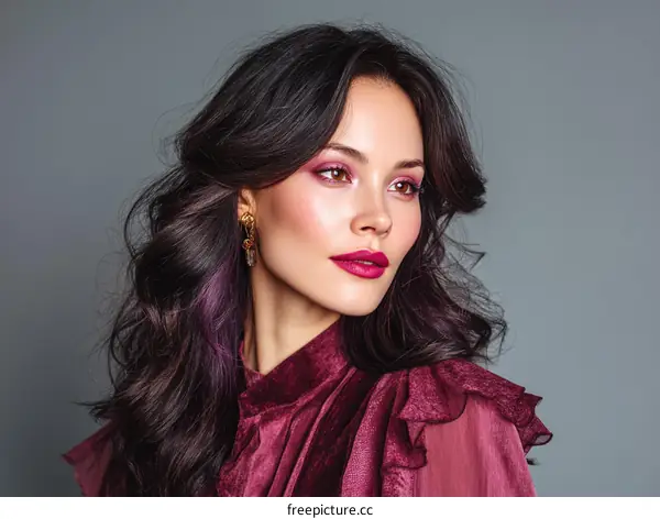 Elegant Woman with Stylish Makeup and Hairstyle