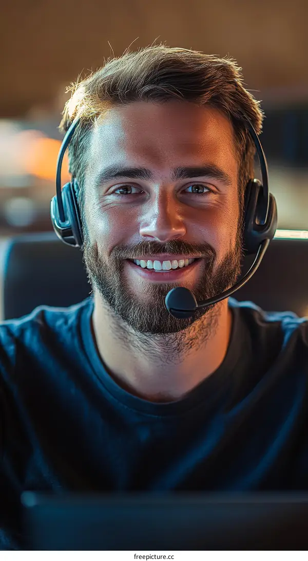 Smiling Caucasian Male Customer Service Representative
