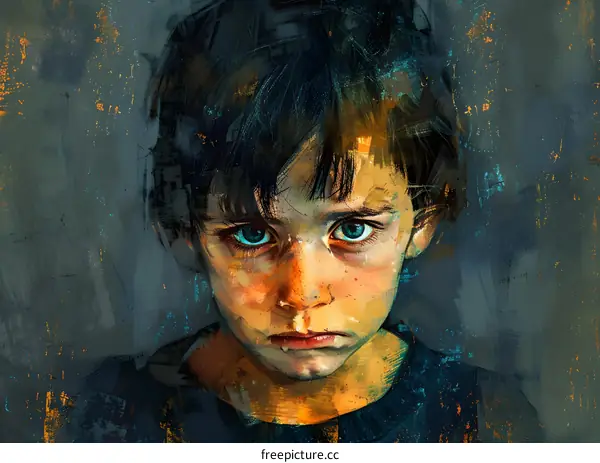 Portrait of a boy with blue eyes