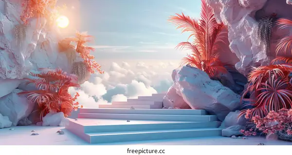 Abstract Pastel Paradise Sky Steps