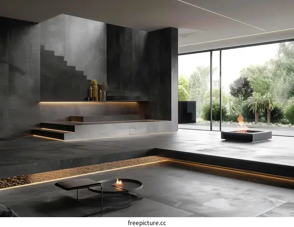 Dark Luxurious Modern Living Room Minimalist Style