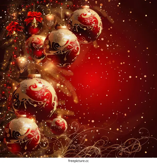 Christmas red background with Christmas decorations