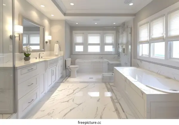 Luxury Modern White Marble Bathroom Design