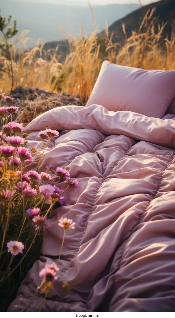 Comfy bedding in a beautiful outdoor setting
