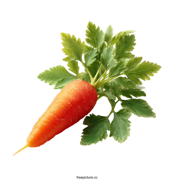 [Transparent Background PNG]Fresh Organic Carrot with Green Leaves