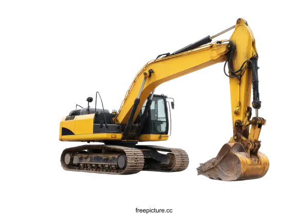 [Transparent Background PNG]Yellow Excavator on White Background