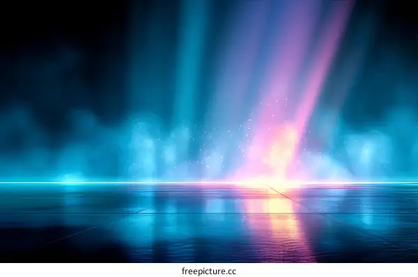 Neon Light Abstract Empty Stage Background