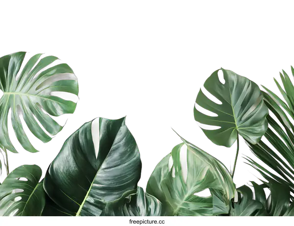[Transparent Background PNG]Tropical Leaves on White Background