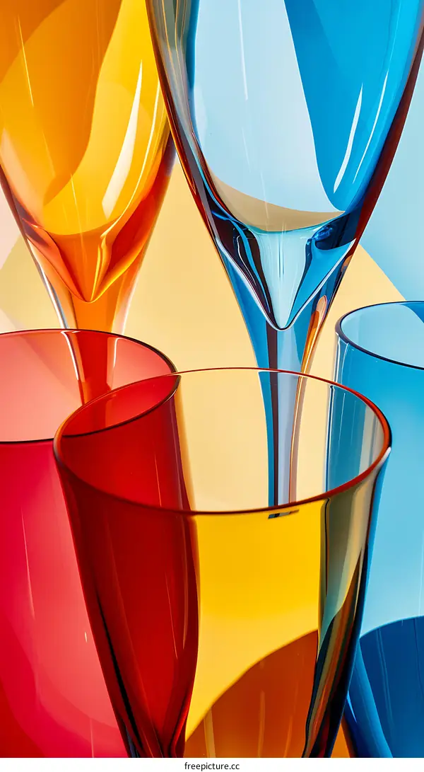 Abstract Glassware in Vibrant Colors
