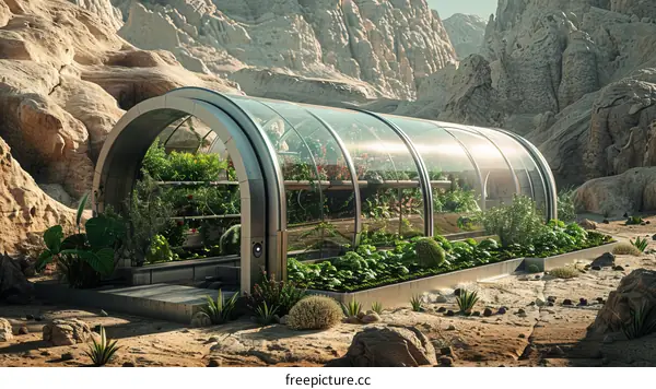 glass greenhouse on another planet