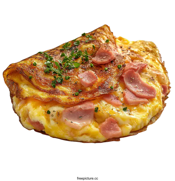 [Transparent Background PNG]Delicious Ham and Cheese Omelette Breakfast Dish