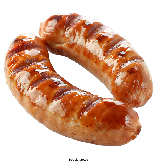 [Transparent Background PNG]Two Grilled Sausages on White Background