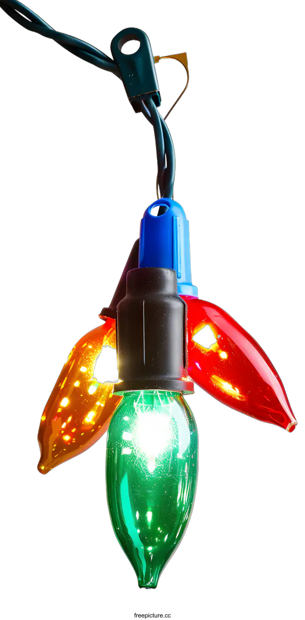 [Transparent Background PNG]Colorful Christmas Lights String With White Background