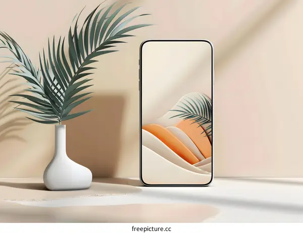 Minimalist Palm Leaf and Smartphone Mockup