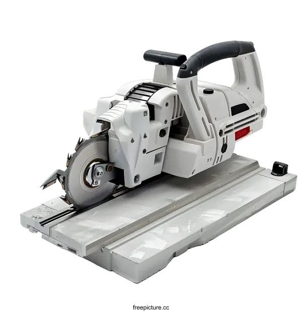 [Transparent Background PNG]White Electric Tile Cutter Isolated on White Background