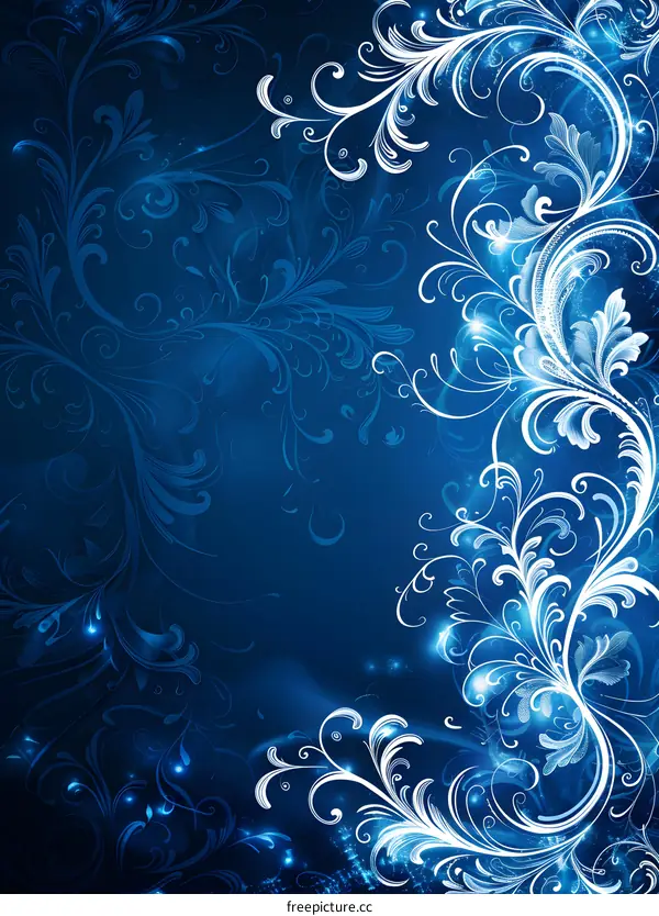 Blue and White Abstract Floral Design Background