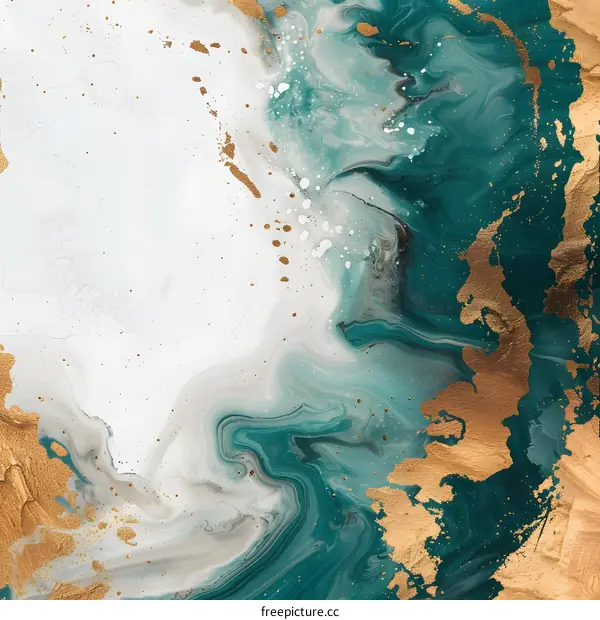 Abstract Marble Texture with Gold Swirls and Splashes