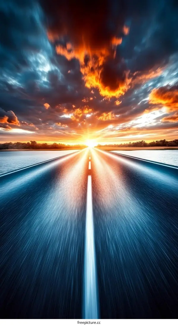 Sunset Road Trip Across the Horizon