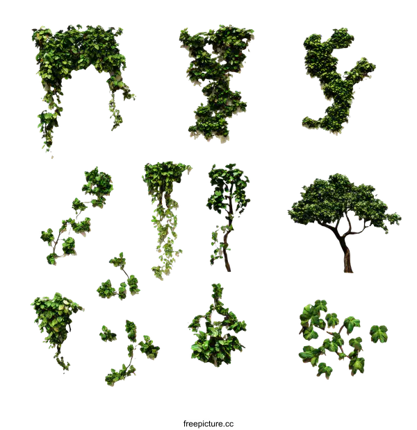 [Transparent Background PNG]Green Plants and Vines Illustrations Collection