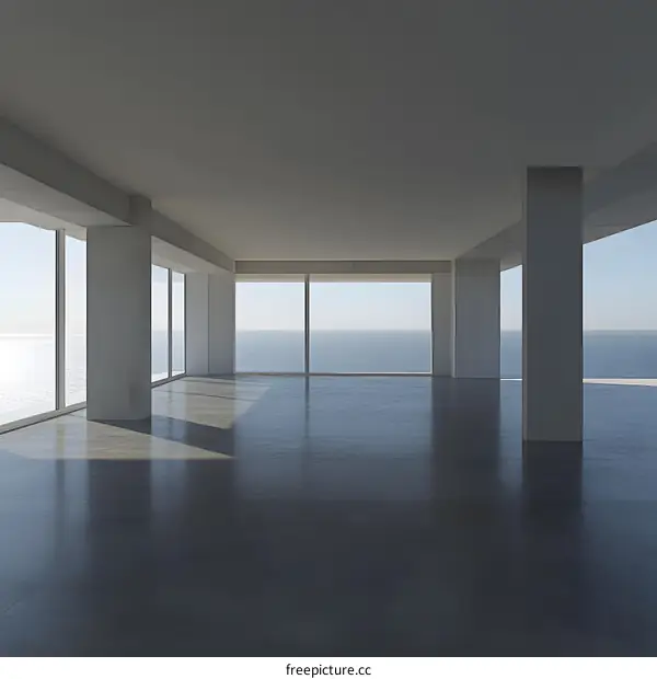 Modern Empty Room With Ocean View