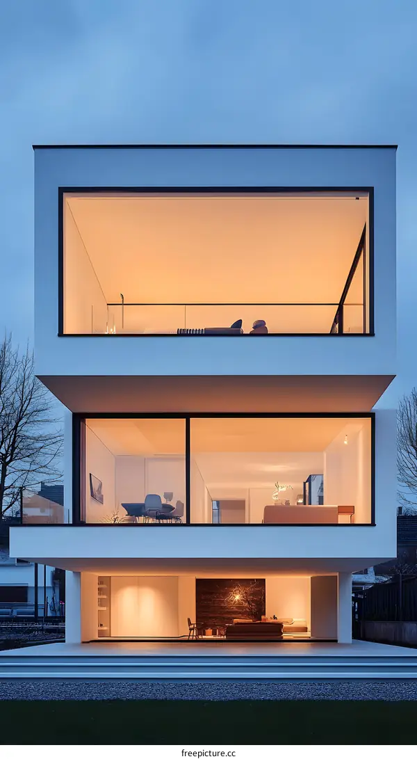 Modern Two Story House with Large Windows