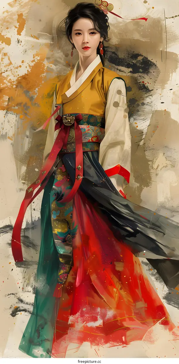 A beautiful Korean woman in traditional dress