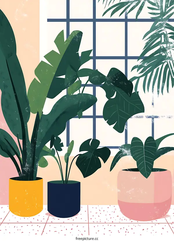 Tropical Plants In Pots Near Window