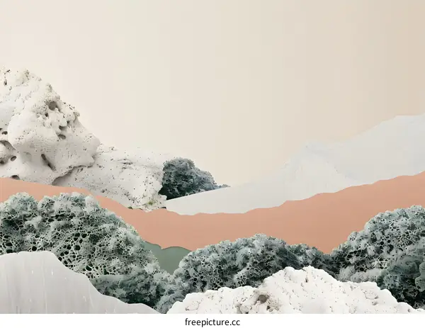 Abstract Landscape with Green and White Texture