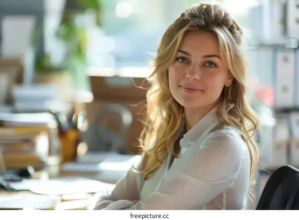 portrait of a beautiful young blonde woman