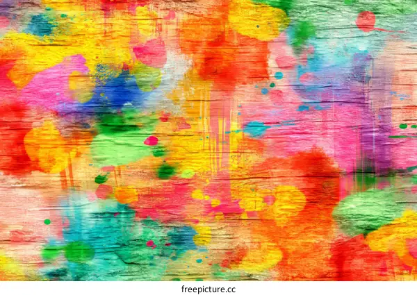 Colorful Abstract Painting on Wood Texture