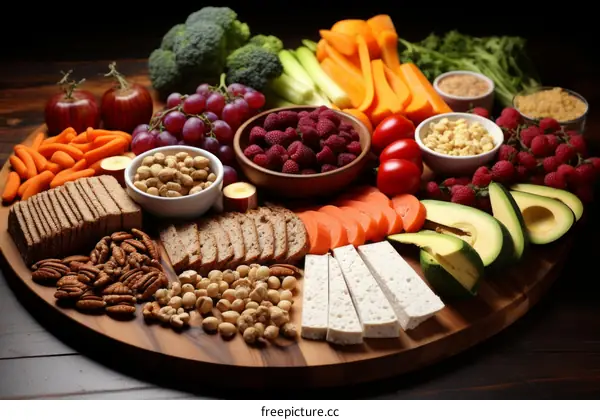 Healthy Food Spread on Wooden Table