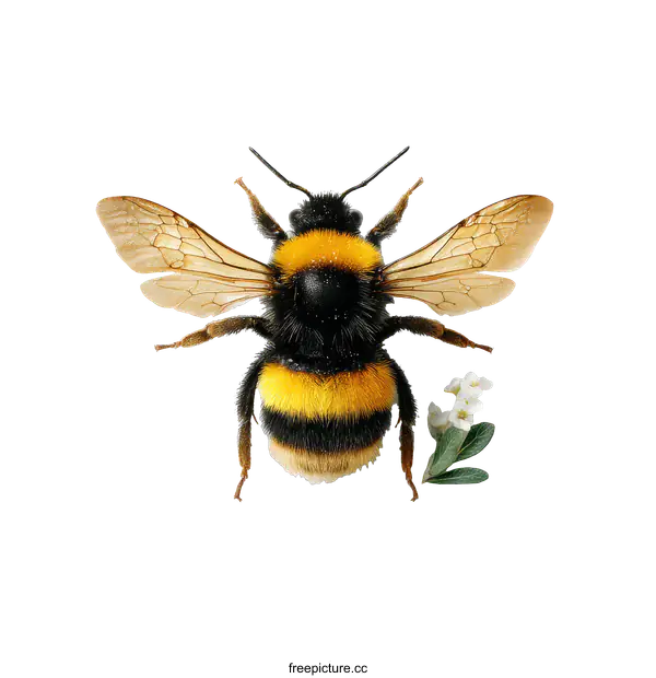 [Transparent Background PNG]Detailed Close-up of a Honeybee