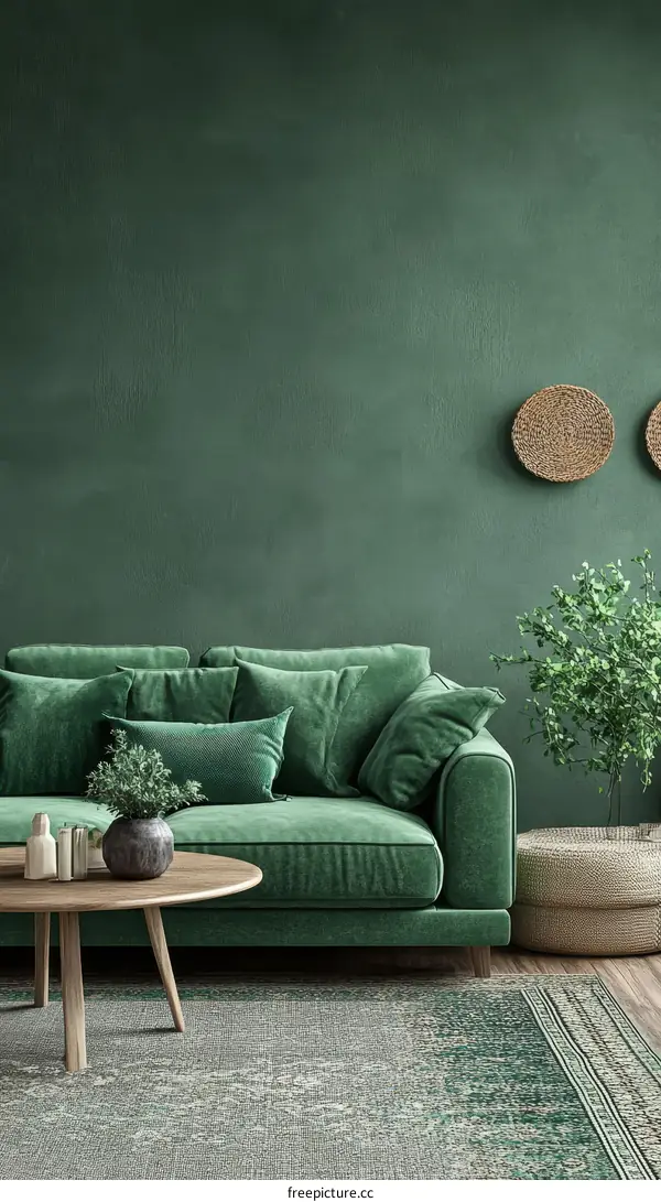 Emerald Green Living Room Interior Design