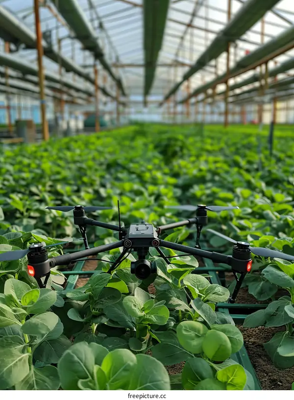Drone Spraying Crops in a Green Field