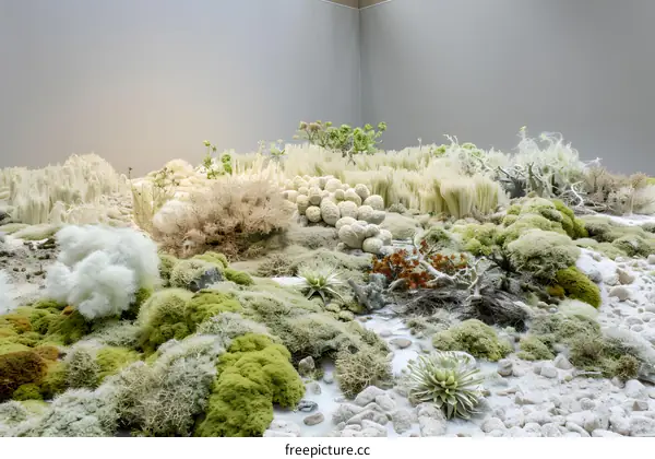 Green Moss and White Rock Landscape