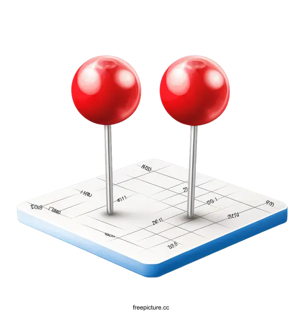 [Transparent Background PNG]Two Red Location Markers on a Grid