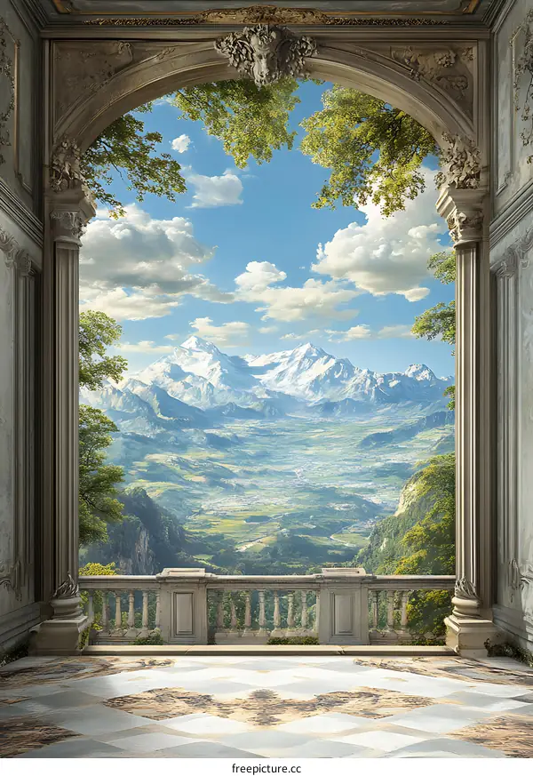 Balcony View of Mountain Landscape