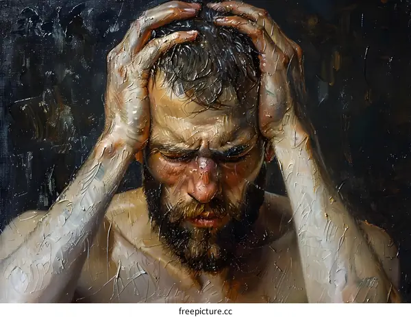 Portrait of a man with hands on head