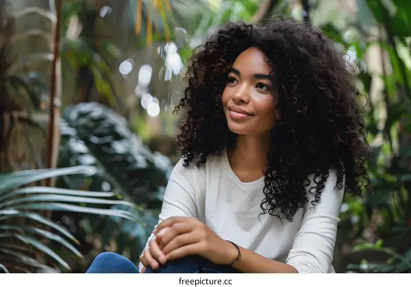Smiling Black Woman in Nature Portrait