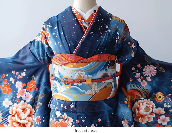 A woman wearing a kimono with a floral pattern