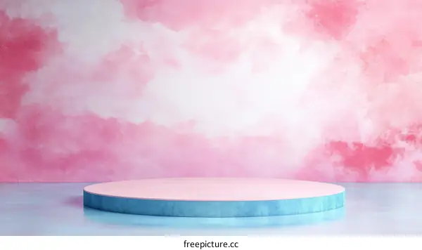Pastel Pink and Blue Abstract Display Podium