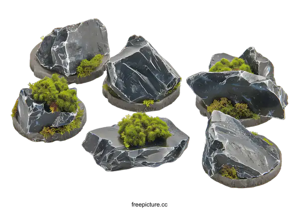 [Transparent Background PNG]Black Rock Terrain for Tabletop Gaming