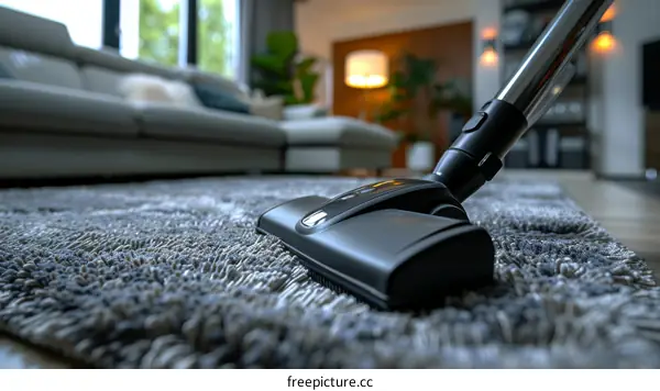 A Person Using a Vacuum Cleaner on a Rug