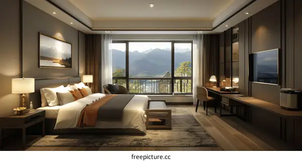 Luxury Hotel Room with Mountain View