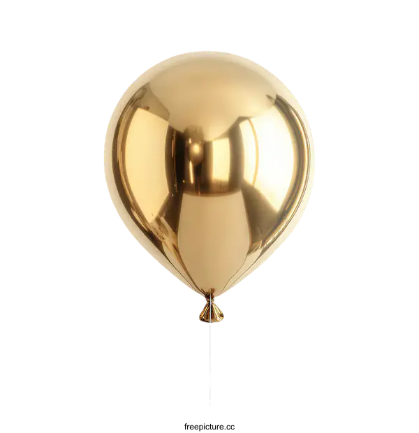 [Transparent Background PNG]Shiny Gold Balloon Isolated on White Background