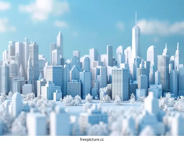 White Cityscape: 3D Rendered Metropolis